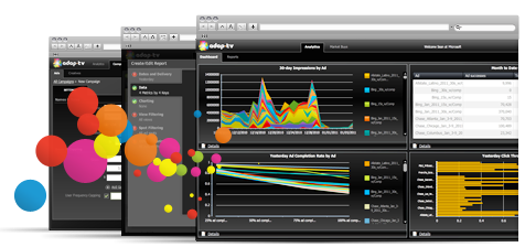 Control and efficiency showing three screens with colorful chart.