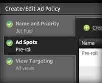 Screenshot of platform showing Flexible ad trafficking